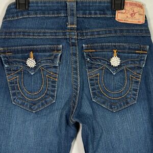 True Religion Becky Bootcut Jeans Blue Low Rise W26 L33 Made in USA WQ1564E67